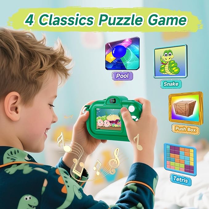 Kids Camera Toys for Boys Ages 4-8, Green Toddler Digital Camera 1080P HD with 32GB SD Card, for 6 Year Old Boys