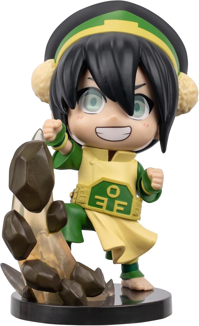 Jazwares Avatar: The Last Airbender Toph - 4-Inch Mini Figure in Kawaii Style in Dynamic Pose with Display Base