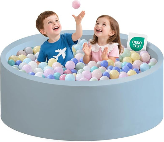 Ball Pit for Toddlers 47.24''x15.75'' Baby Ball Pit Soft Foam Ball Pits Round Lagre Kids Ball Pits Indoor Kids Play Ball Pool Ideal Gift for Children (Lightblue, NO Balls)