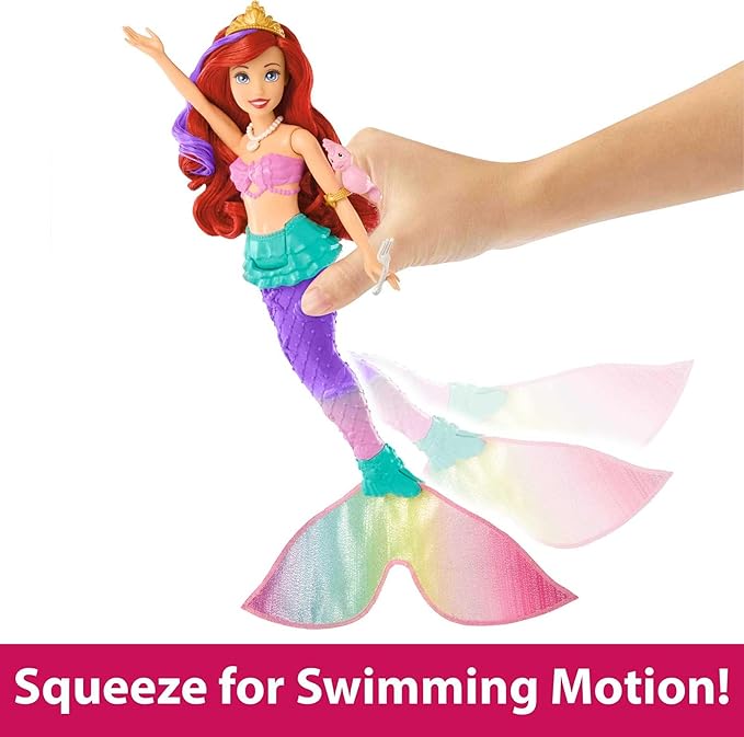 Mattel Disney Princess Toys, Ariel Swimming Mermaid Fashion Doll with Color-Change Hair & Tail, Inspired by The Little Mermaid Movie (Amazon Exclusive)
