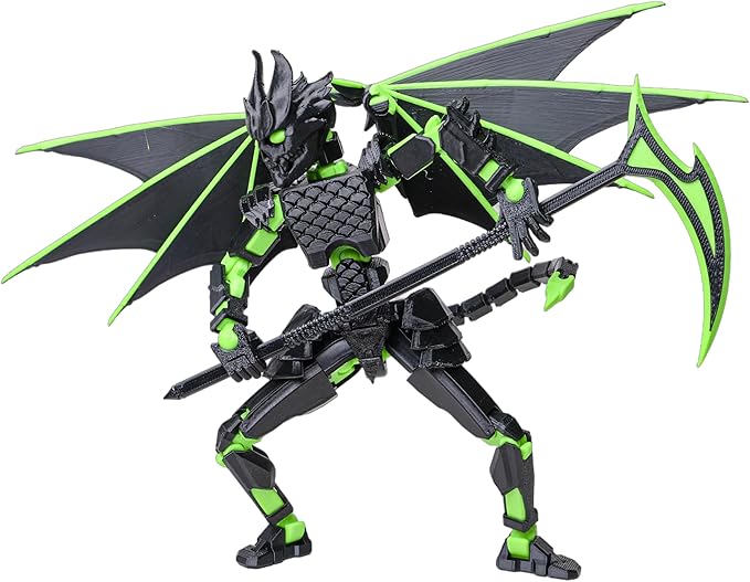 (Assembly Completed Dummy 20 Action Figure, 8.1 inches, Strong Magnetic Accessories, 10 in 1, 3D Printed Robot Multi-Jointed Movable，Oni Warrior Series (Inferna Green)