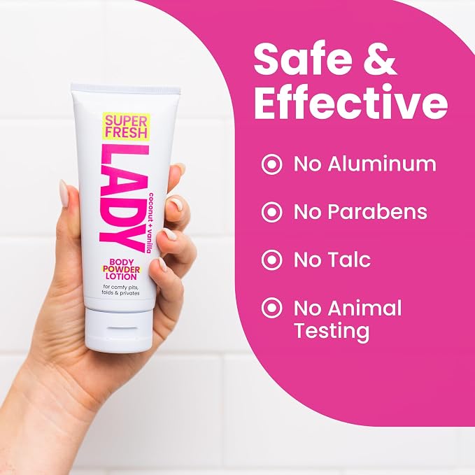 Lady Parts Whole Body Deodorant Lotion For Women | POWDER LOTION for Privates & Body to Stop Odor & Friction | Aluminum Free | CocoVanilla Scent | 4oz