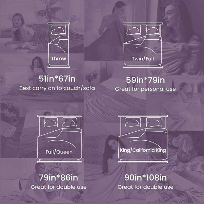 Elegear Arc-Chill 3.0 Cooling Blankets for Hot Sleepers, Queen Size, Purple | Q-Max>0.5 Cooling Fabric, Absorbs Heat to Keep Body Cool, Breathable Summer Blankets for Night Sweats & Menopause, 79"x86"