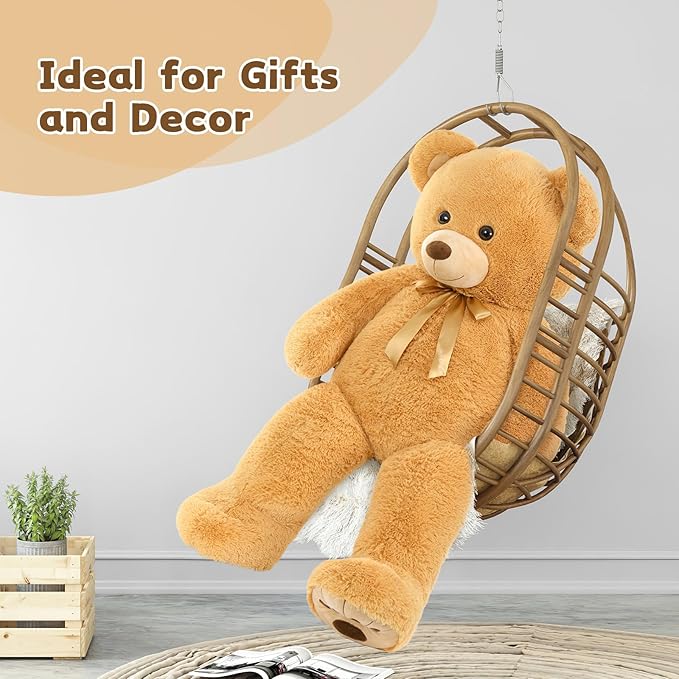MorisMos Giant Stuffed Animal, Life Size Teddy Bear, 51in Large Cuddly Plush for Baby Shower, Birthday, Valentine (Light Brown)
