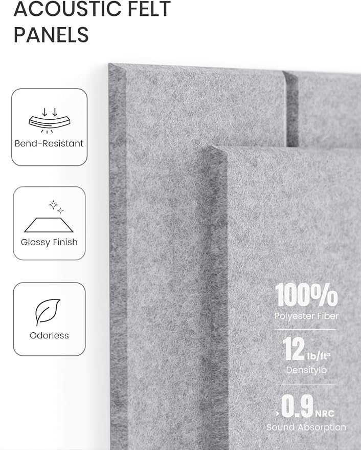 Fluxynara 36" x 24" Large Felt Bulletin Board, Soft Gray | 6 Pack Cork Board Alternative with 30 Safe Adhesive Tabs, Felt Pin Boards for Wall Decor, Home, Office, Classroom, Dorm
