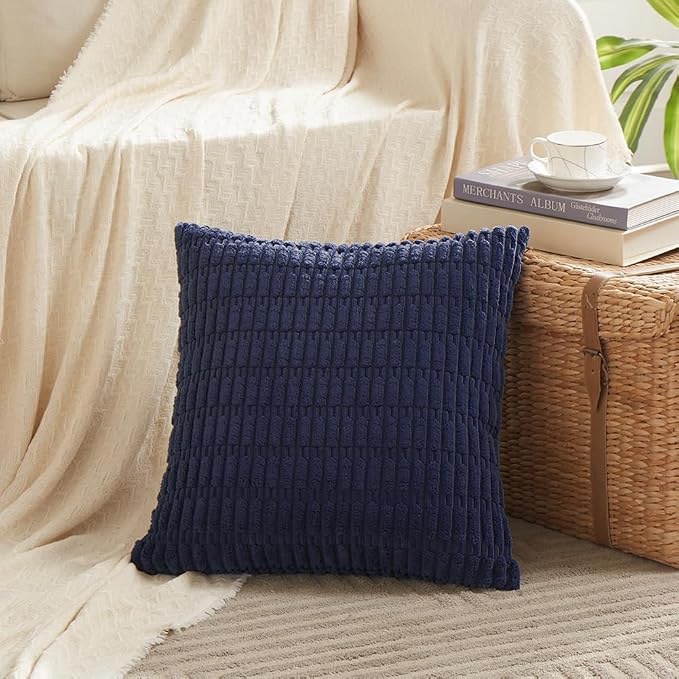 Fancy Homi 4 Packs Decorative Throw Pillow Covers for Living Room Couch Bed, Modern Farmhouse Boho Home Décor Accent Cushion Case, 20" x 20", Navy Blue