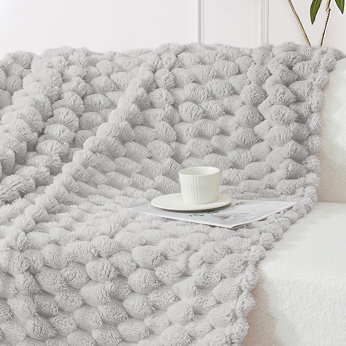 Whale Flotilla Soft 3D Fleece Throw Blanket for Couch & Bed, Light Grey | Super Cozy Lightweight Plush Fluffy Throw, Luxury Decorative All‑Season Couch Cover Blanket for Sofa & Office Chair, 50"x60"