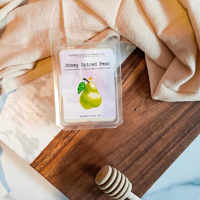 Honey Spiced Pear - Cozy Fall/Winter Soy Wax Melt - Maximum Scent Wax Cubes/Melts- 1 Pack - 2.5 Ounces -Phthalate Free, Long Lasting Scent, Foodie Gift