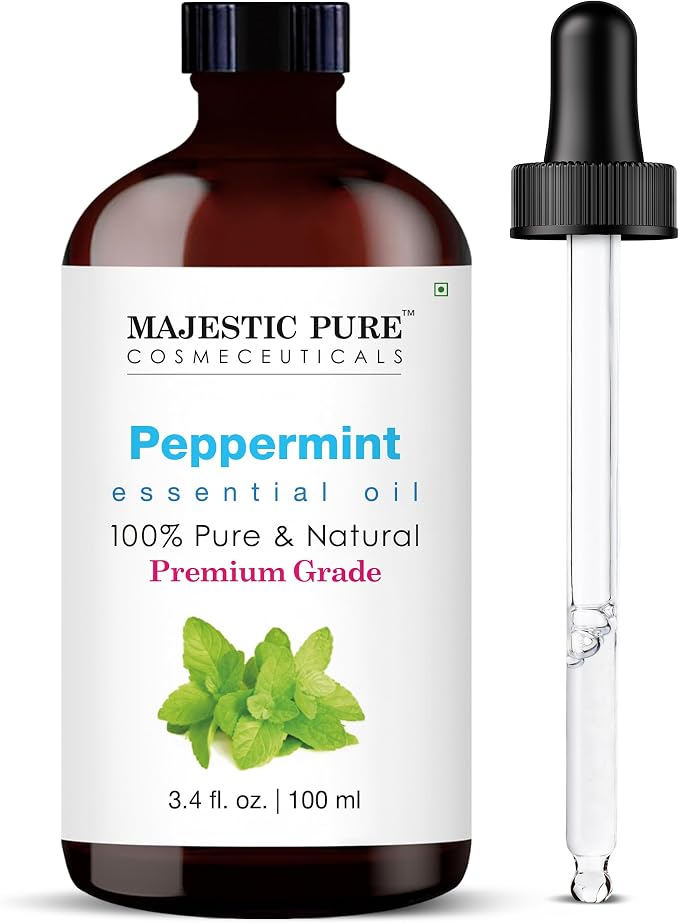 Majestic Pure Peppermint Essential Oil with Glass Dropper - 3.4 Fl Oz