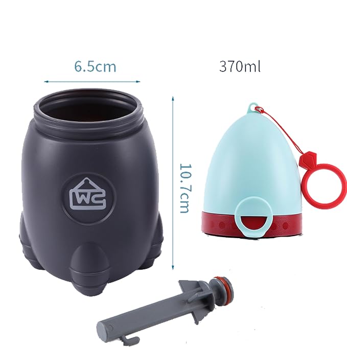 Pots Travel Urinal Portable Urinary Training Emergency Toilet for Camping Car Travel Outdoor Park Kids Boy Girl Rocket Design Grey and Light Blue 370ML