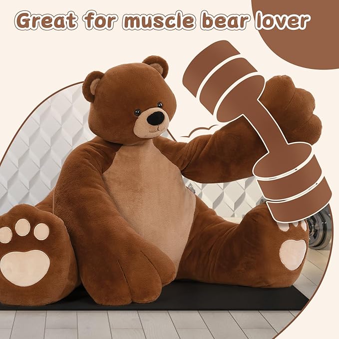 MaoGoLan Giant Teddy Bear Stuffed Animal,Unique Little Head and Big Muscle Body Teddy Bear Plush Toy, 43.3" Sitting Height Huggable Teddy Bear Gift for Muscle Bear Lover, Party Favor,Long Distance