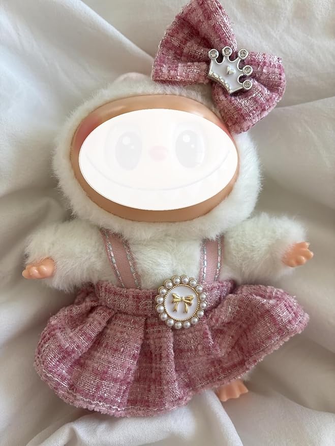 Clothes for LA BUBU 17cm Doll (NO Doll),Outfit for LA BUBU,Dress and Hairpin Set for LABUBU Dress Up,Accessories for LA BUBU