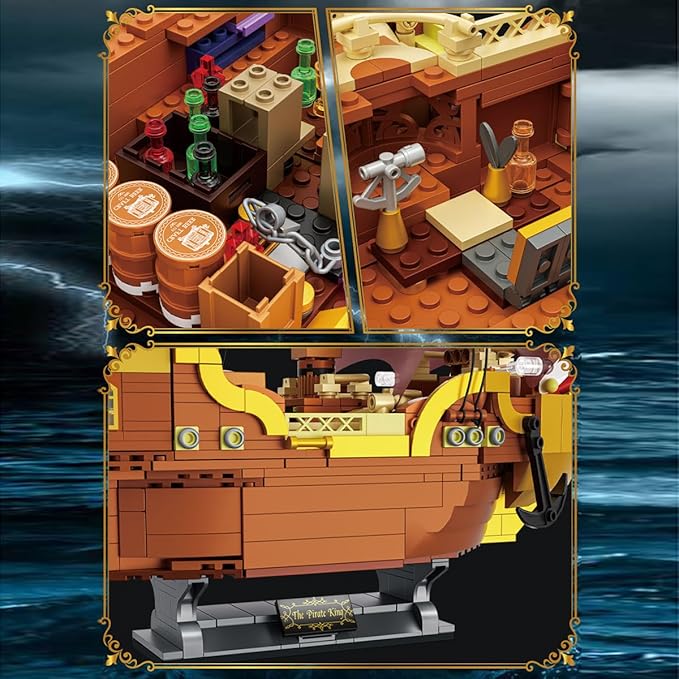 BDYDT Pirate Ship Set Pirate King Pirate Ship Mini Building Blocks Set（920PCS） Building Set Model Toys Gifts for Kid and Adult，Interesting Gifts for Pirate Ship Enthusiasts