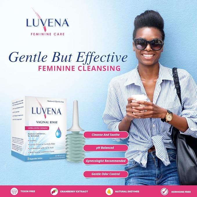 LUVENA Feminine Rinse for Women - Gentle Daily Intimate Rinse - pH Balanced Internal Cleanse - Paraben Free, Glycerin Free - Odor Control and Freshness - 2 Pack, 3oz Bottles