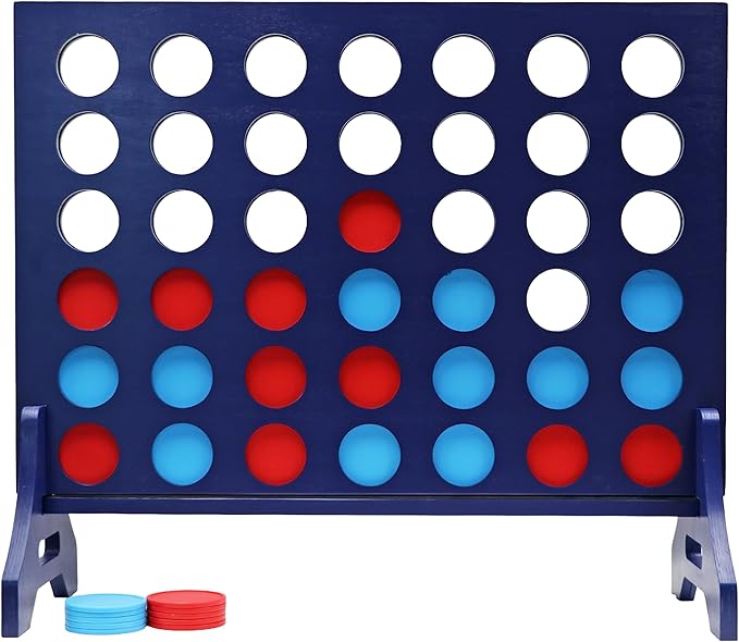 Tailgating Pros Premium Navy Giant Four in a Row with Carrying Case - Jumbo Oversized Outdoor Yard Game - Connect Multiple Pucks in a Row to Win - Many Puck Colors Available!