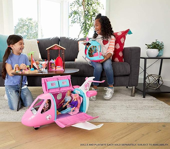 Barbie Dreamplane Transforming Playset with Reclining Seats and Working Overhead Compartments, Plus 15+ Pieces Including a Puppy and a Snack Cart, for Kids 3 Years Old and Up (Amazon Exclusive)