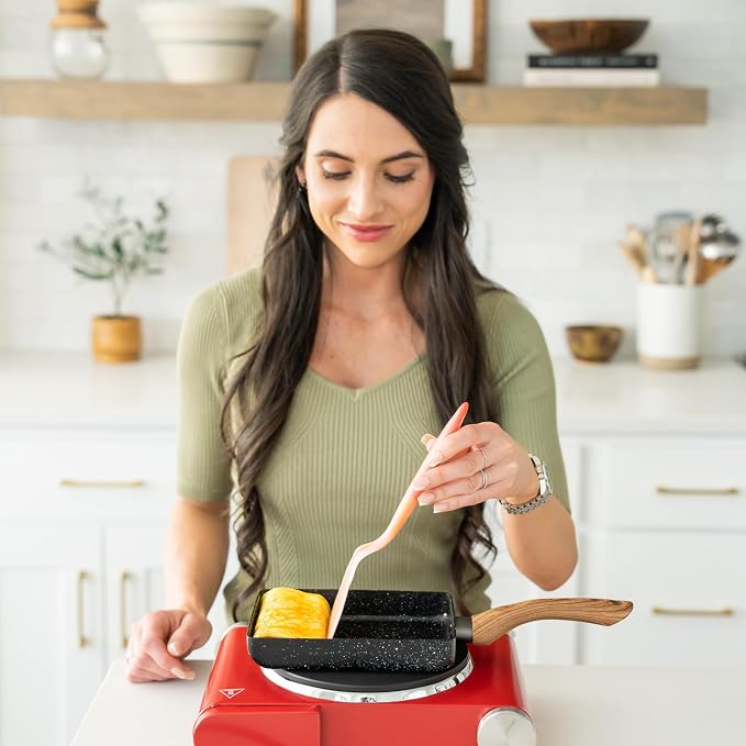 Oleex Tamagoyaki Pan Set – Japanese Omelette Pan with Kitchen Cooking Tools Like Musubi Mold, Spatula & Other Omelet Accessories – Multifunctional PFOA-Free Nonstick Square Frying Pan – 5x7 Inches
