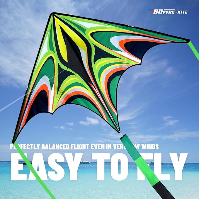 Kite, Large Delta Kites for Kids and Adults, Easy to Fly Rainbow Kites, Durable Multifunctional Beach Kite, Tangle-Free Flight Line, Durable