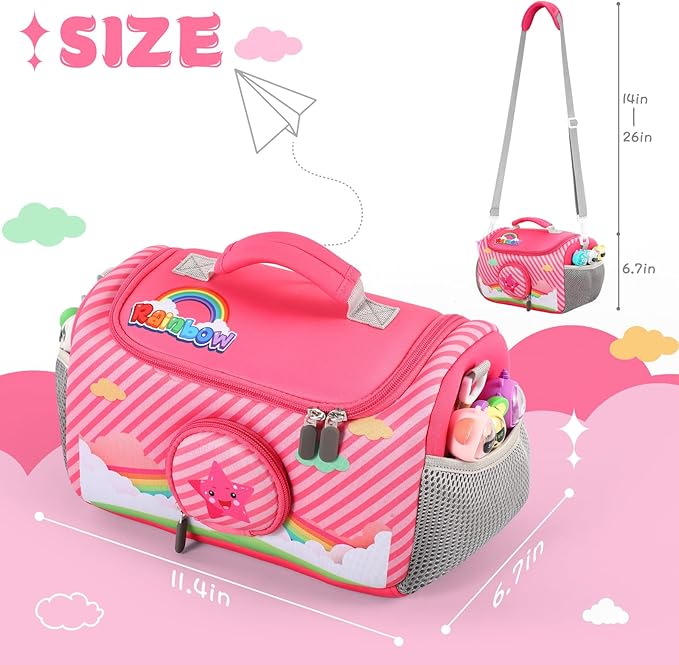 Carrying Case Compatible with Little Tikes for Story Dream Machine Books Starter Set, Portable Storage Bag with Handle and Shoulder Strap for Storytime, Storybook, Character Accessories (Pink)