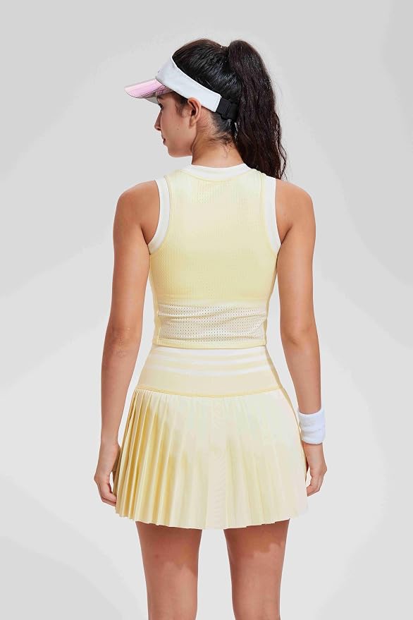 Two Piece Tennis Skirt Set for Women High Waisted Pleated Athletic Golf Skirt Sets Women 2 Piece Outfits with Pockets