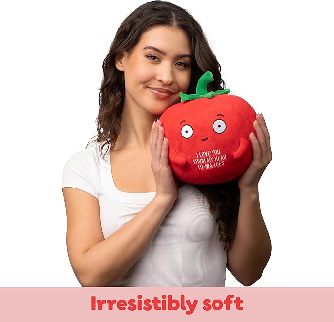 Big Tender Tomato Plushie - Super Soft Stuffed Animal | Adorable Love Gift for Boyfriend, Girlfriend, Husband, Wife, Mom, Dad, Kids, or Best Friend | Valentines Day Gifts for Her or Him