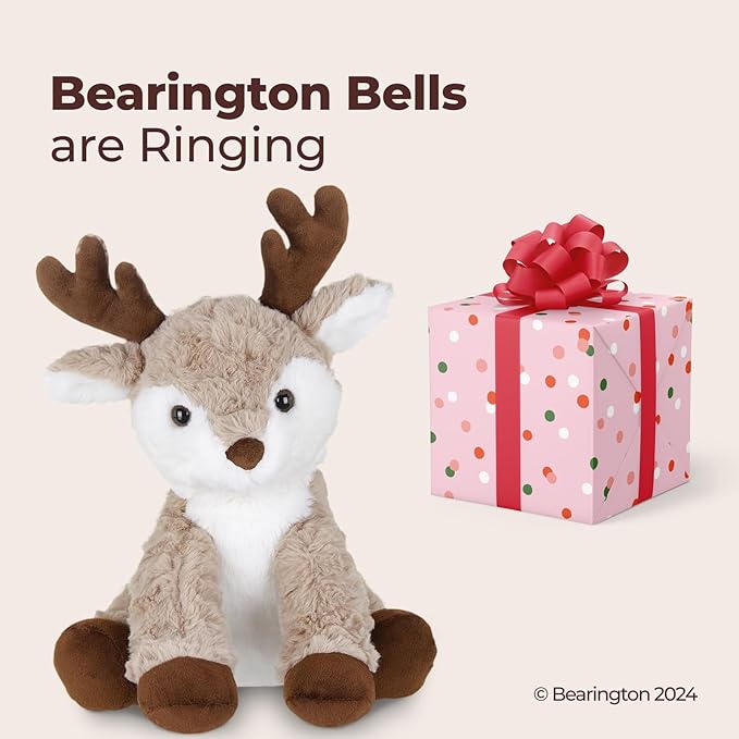 Bearington Reiny Plush Reindeer Stuffed Animal, 11.5 Inch Stuffed Reindeer Plush Toy, Ideal Christmas Stuffed Reindeer Gift for Toddlers, Kids & Teens, for Ages 3-14
