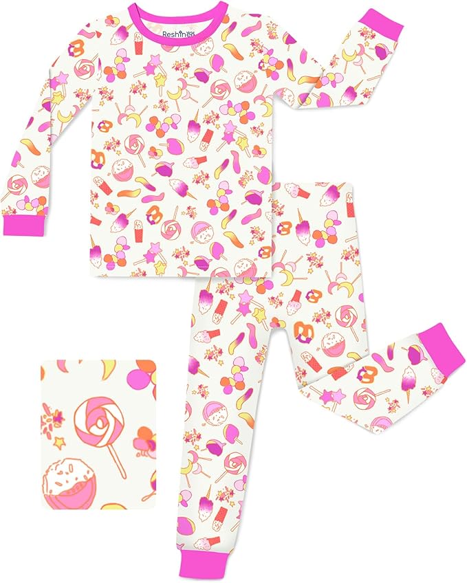 Bamboo Viscose Toddler Girls Kids Pajamas Unicorn Mermaid Pjs Long Sleeve Snug fit 12M-8Y 2pcs Soft Jammies