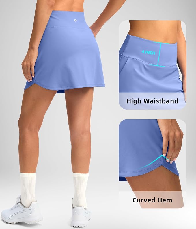 16'' Skorts for Women with 4 Pockets Athletic Tennis Golf Skirt | Built-in Shorts, High Waisted, Stretchy, A Line, Casual, Pickleball, Skort