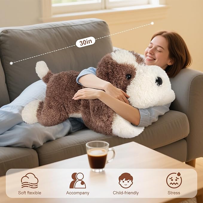 Giant Brown Dog Stuffed Animal 30", Jumbo Soft Giant Stuffed Animal, Big Dog Plush Toys for Stress Relief & Sleep Aid, Huge Cuddly Cute Plushies Golden Retriever Gifts for Kids Adults