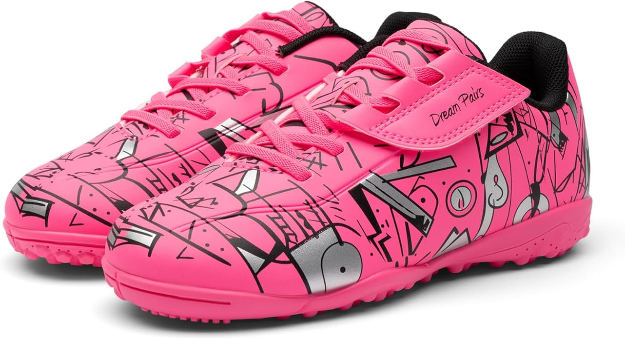 DREAM PAIRS Boys Girls Indoor Turf Soccer Cleats Lace Up Athletic Youth Futsal Football Casual Shoes for Little/Big Kid