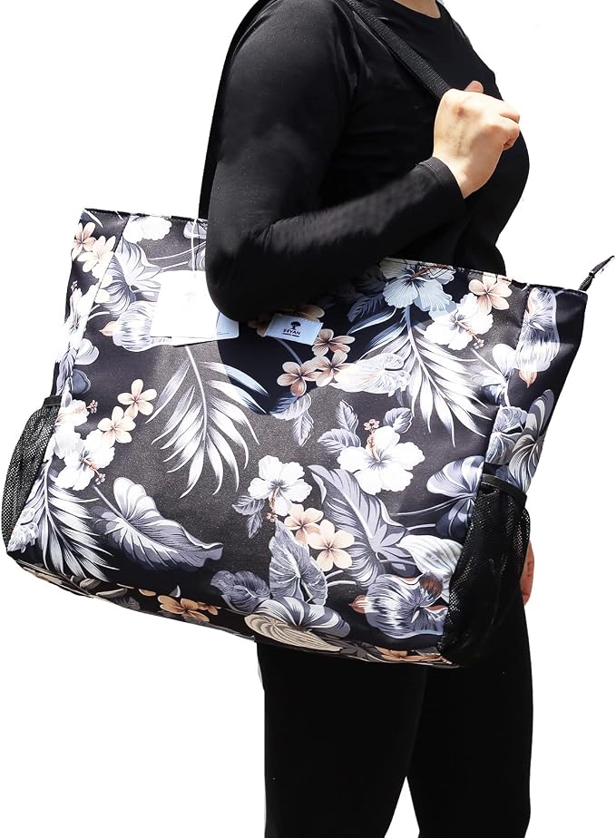 ESVAN LARGE BEACH BAG Water Resistant Lightweight 20 inch Women Oversize Tote Bag for Gym Beach Travel Pool Yoga Nurse