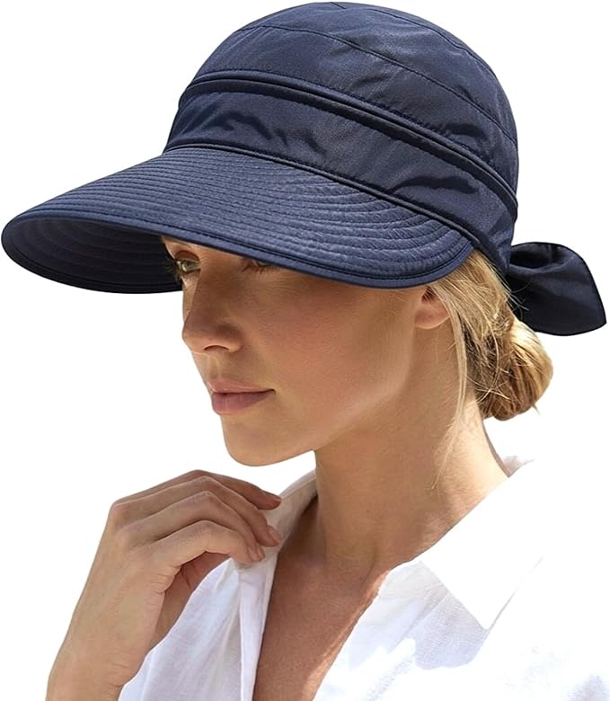 2-in-1 Women’s Sun Visor Sun Hat Zipper Off Ponytail Friendly, Lightweight Quick Dry, Summer UV Protection