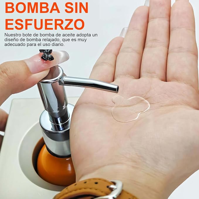 Elitzia Massage Oil Warmer Use Parts Pump Bottle 1 Pack 8.45oz/250ml Aluminium Pump Bottles for Solution Gel Lotion and Cream Use Suitable for ETAW02S ETAW03 ETLB01 ETLB02 ETOH843N ETOH843NB(Orange)
