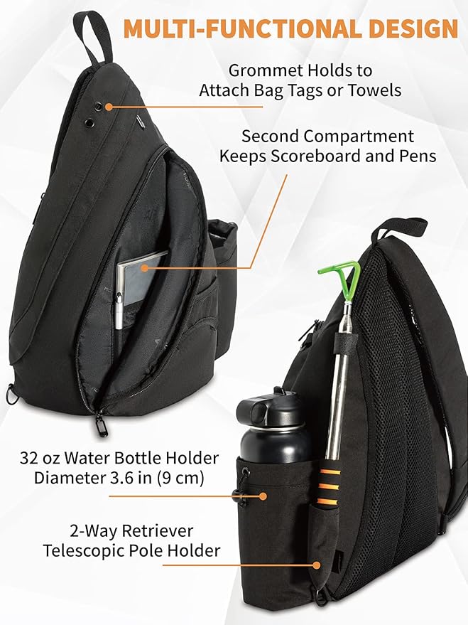 MOYAQI Disc Golf Bag with Retriever Holder and Storage Pockets, Disc Golf Backpack with 8-10 Disc Capacity, Padded Adjustable Strap and Back Panel, Lightweight and Durable