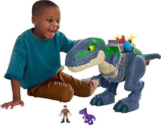 Fisher-Price Imaginext Jurassic World Rebirth Dinosaur Playset, Ultimate Action Chomp T. rex 18-inch Dino Toy with Lights, Sounds, Motion & 2 3-inch Action Figures