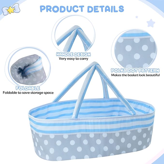 BABESIDE 8 Pcs Reborn Baby Doll Accessories for 17–22 Inch Dolls – Reborn Baby Doll Clothes, Bassinet, Magic Bottle & Magnetic Pacifier – Fits Reborn Newborn Boys & Girls