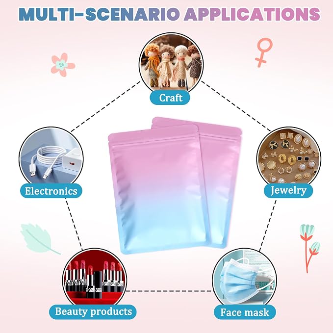 Disposable Sanitary Hygiene Disposal Bags for Bag Period Tampon Napkin Trash, 100pcs, Discreet Privacy Cover, Stylish Look, Self-Adhesive Seal,Portable for Purse, Bathroom, School, Travel(Pink-Blue)
