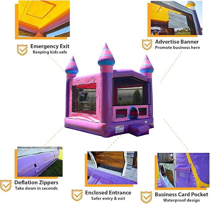 JumpOrange Purplish Commercial Grade Bounce House for Kids and Adults (with Blower), Basketball Hoop, Outdoor Indoor, Birthday Party Rental, Big Inflatable, 13x13