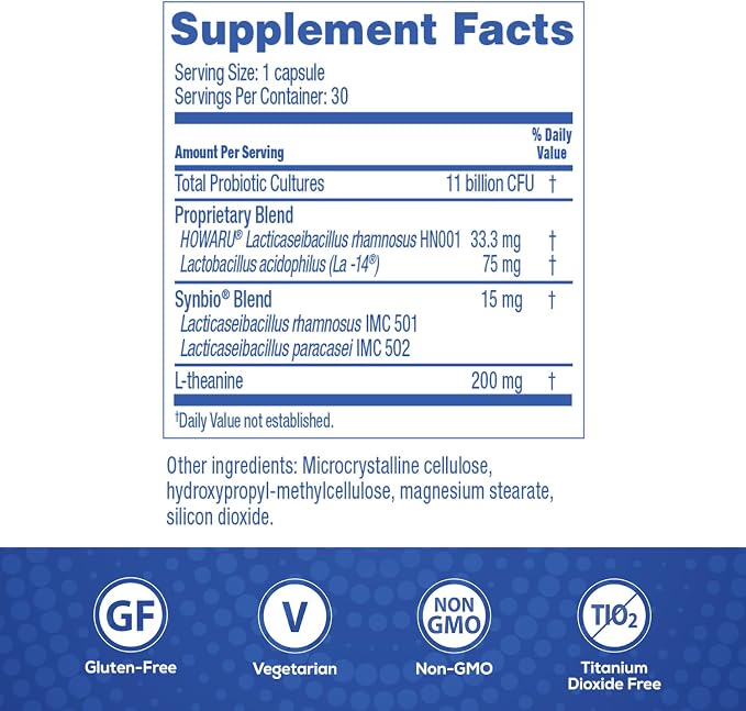 Florastor Probiotics for Women, Digest and De-Stress, 30 Capsules | Digestive Health and Vaginal Probiotic with L-Theanine for Mind and Body Wellness