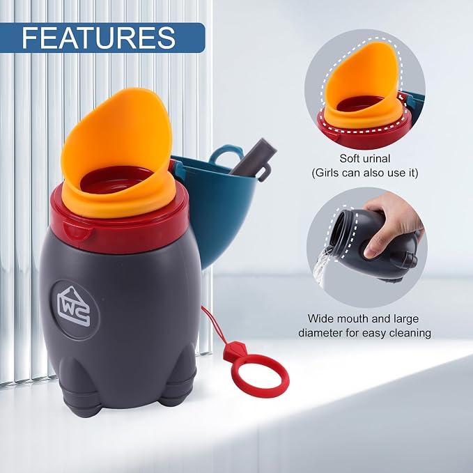 Portable Potty for Kids – Leak-Proof Rocket Travel Urinal for Boys & Girls, Lightweight Road Trip Essential for Car, Camping, Potty Training, Easy-Clean Reusable Pot(Deep Blue)