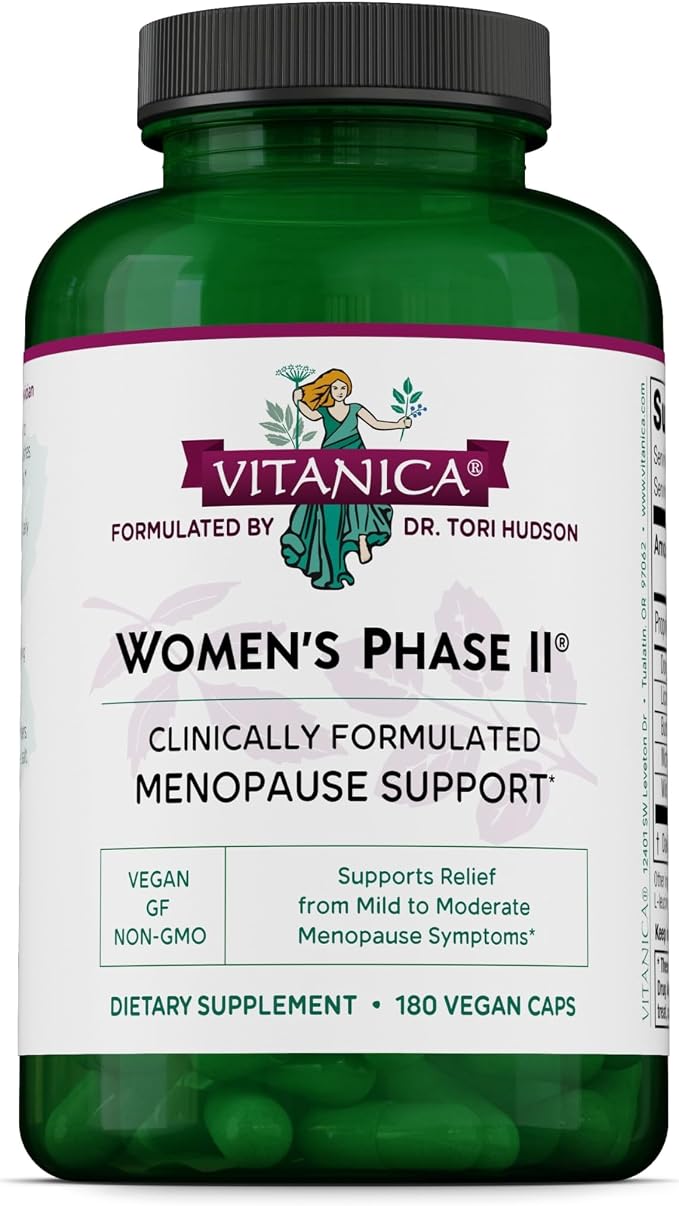 Vitanica Women's Phase II, Menopause Support, Vegan, 180 Capsules