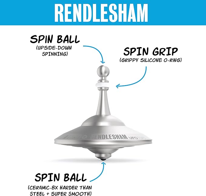 UFO Tops Rendlesham - Metal Spinning Fidget Top - Inspired by The Documented 1980 UFO Sighting in Rendlesham, England (Cosmic Silver.)