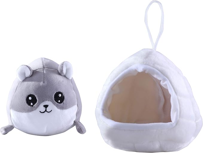 Kawaii Stuffed Animals Hamster Plush and Worm Bed House Hanging Cage Great for Kids Plush Toys for Toddlers-6 Inch