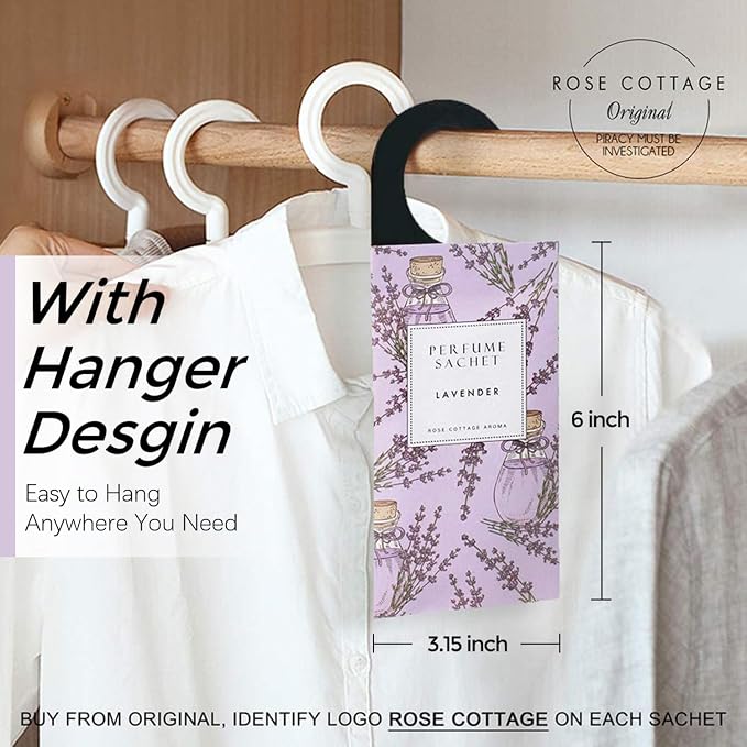 Large 12 Packs Hanging Scented Sachets Long-Lasting Closet Deodorizer Air Freshener Fabric Refresher Odor Eliminator for Drawer Home Fragrance Gift Set?6 Scents?