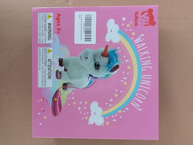 Interactive Unicorn Pet Toy with Leash Remote — Walks, Sits & “Eats”; Light-Up Horn, Touch & Sound Mode, Comb & Carrot, 3×AAA (Not Included), YH YUHUNG Unicorn Gift Toy for Girls Age 4-6