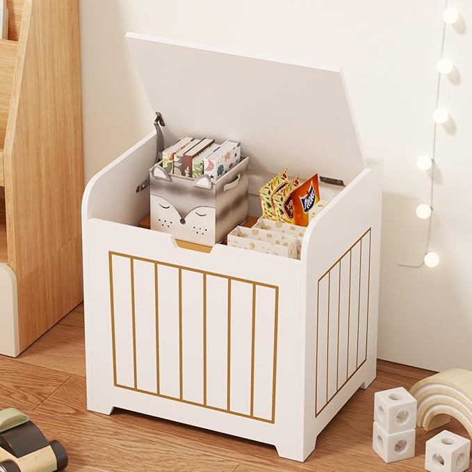 Aenuert Storage Chests, Small Cube Organizer Box,Wooden Entryway Storage (White, Without Handles)