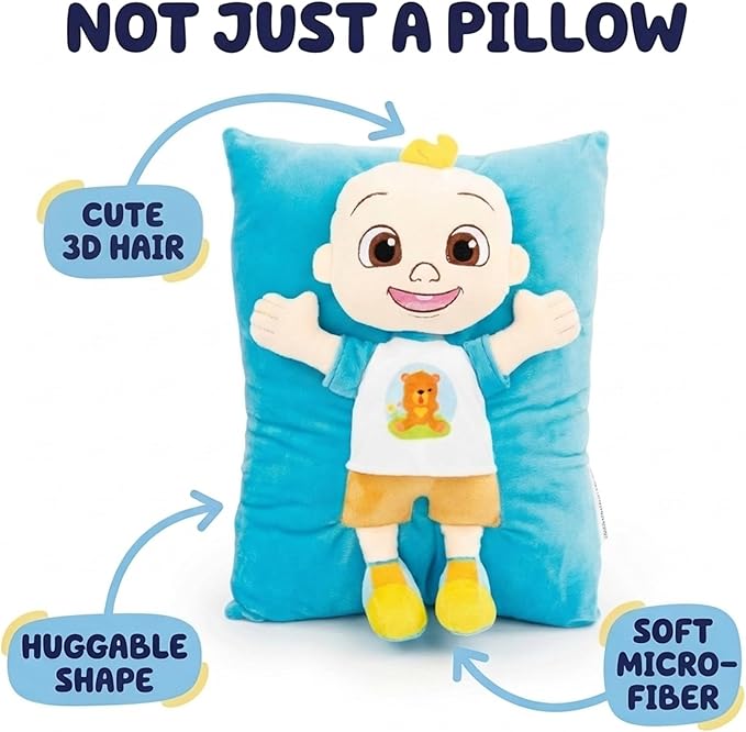 Jay Franco CoComelon JJ 3D Snuggle Plush Pillow - Super Soft Blue Pillow - Measures 15 Inches