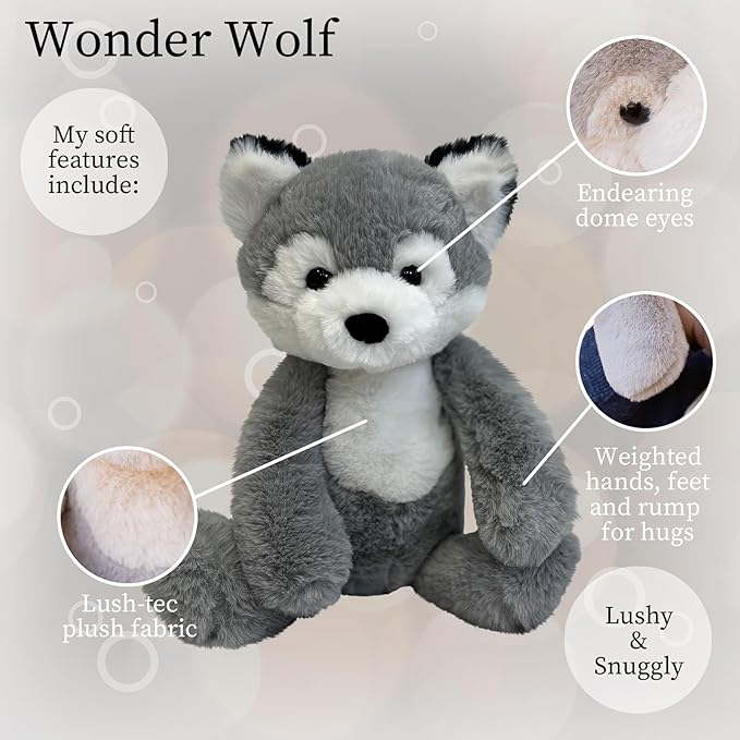 World's Softest Plush Wonder Wolf, Lushee, Large, 16" Stuffed Animal for Baby, Toddler, Kids, Adults, Wolf Plush Toy Soft, Huggable Wolf Adorable Toy Made from Kid-Friendly, Quality Materials