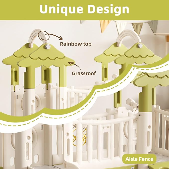 YUFU 9 in 1 Toddler Slide, Kids Slide with Double Climbers, Basketball Hoop, Tunnel and Storage Space, Indoor Outdoor Playset for Toddlers Age 1-3 (Green)