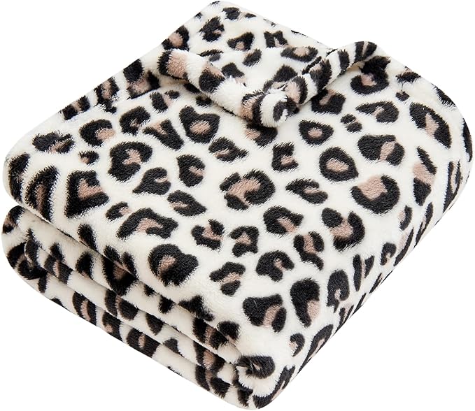 Yurhap Leopard Print Baby Blanket Fleece Baby Blankets for Boys Girls, Ultra Soft Cozy Fluffy Infant Toddler Newborn Receiving Blankets for Crib Stroller, 30"x40", Cream